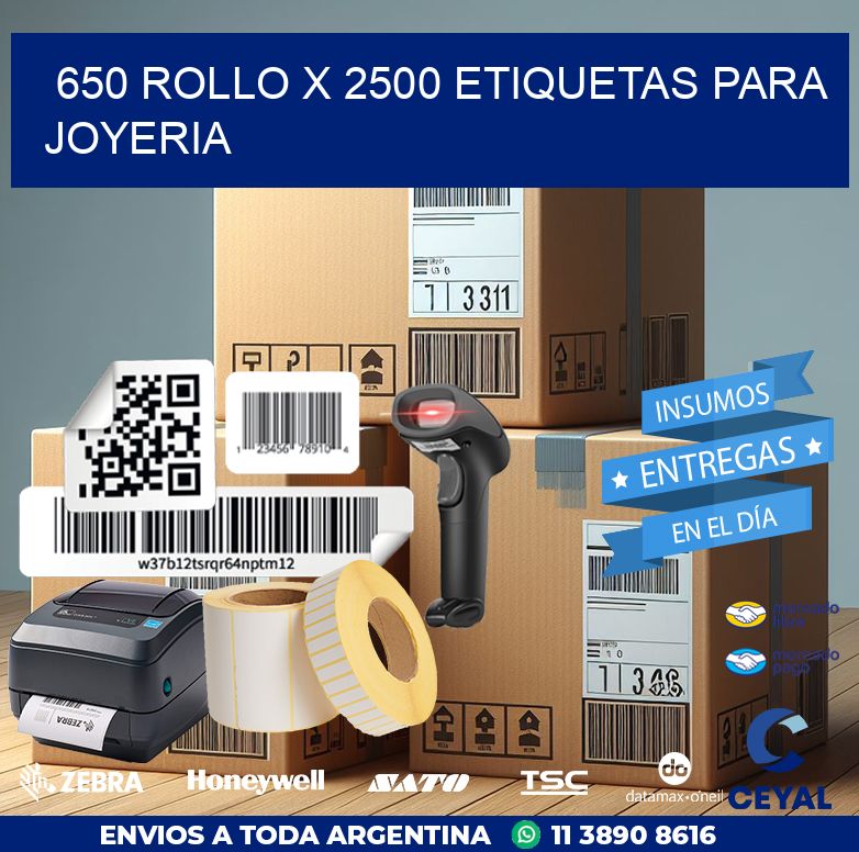 650 ROLLO X 2500 ETIQUETAS PARA JOYERIA