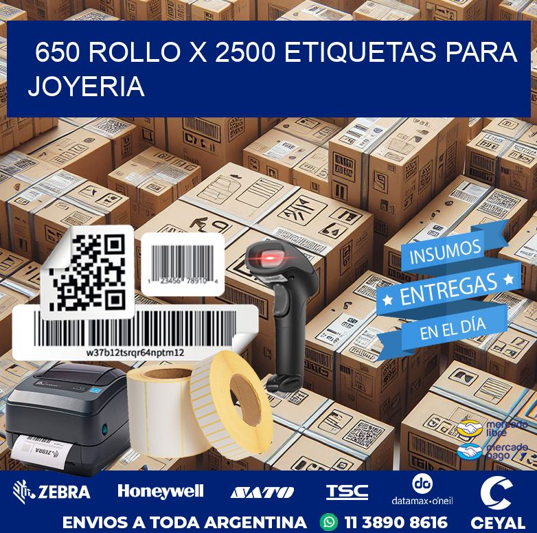 650 ROLLO X 2500 ETIQUETAS PARA JOYERIA