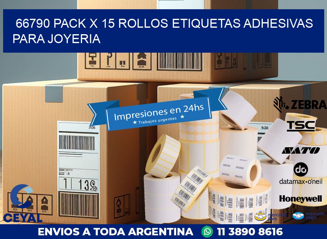66790 PACK X 15 ROLLOS ETIQUETAS ADHESIVAS PARA JOYERIA