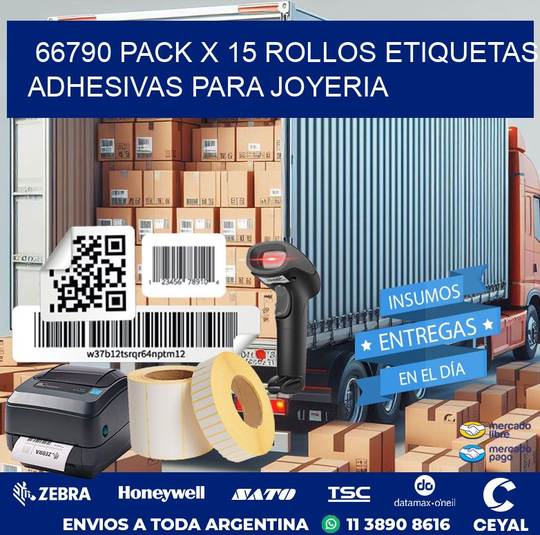 66790 PACK X 15 ROLLOS ETIQUETAS ADHESIVAS PARA JOYERIA