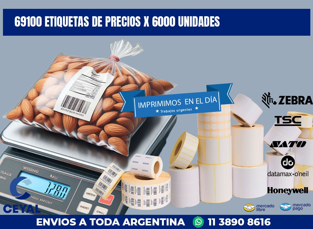 69100 ETIQUETAS DE PRECIOS X 6000 UNIDADES