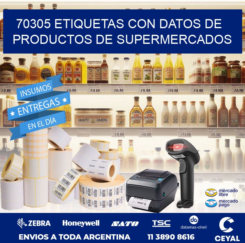 70305 ETIQUETAS CON DATOS DE PRODUCTOS DE SUPERMERCADOS