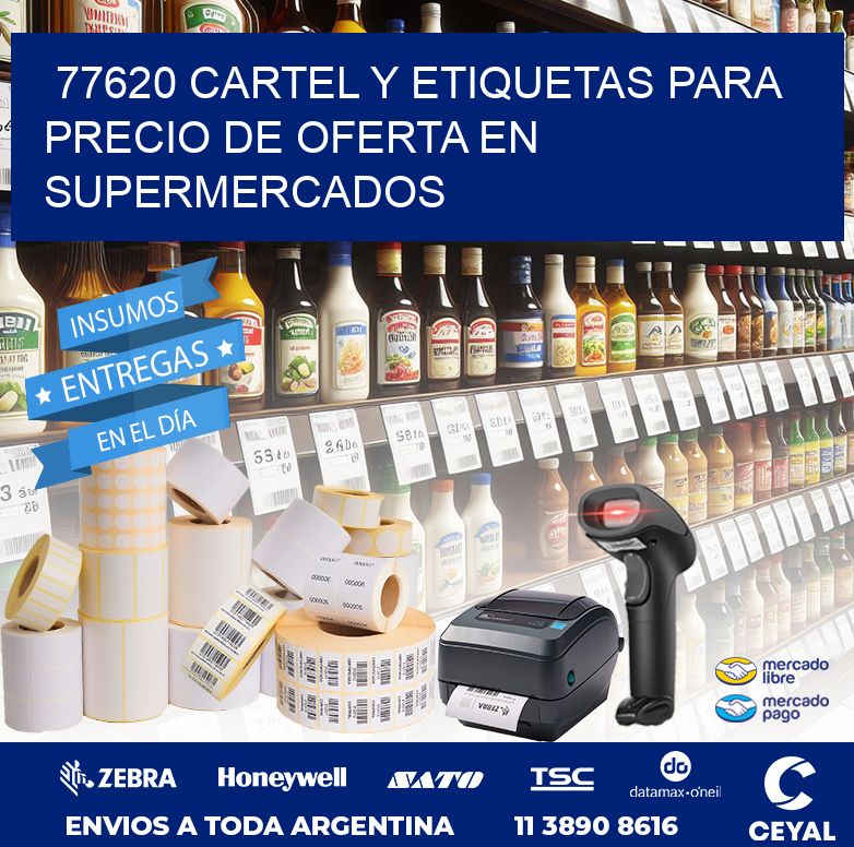 77620 CARTEL Y ETIQUETAS PARA PRECIO DE OFERTA EN SUPERMERCADOS