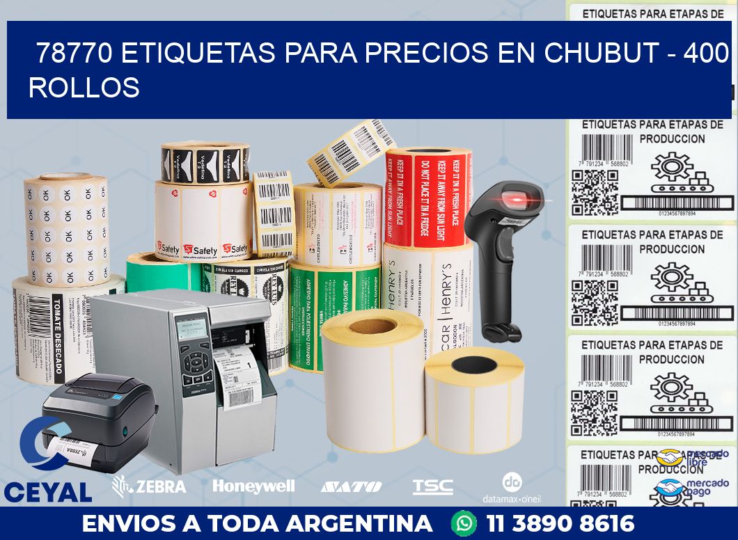 78770 ETIQUETAS PARA PRECIOS EN CHUBUT - 400 ROLLOS