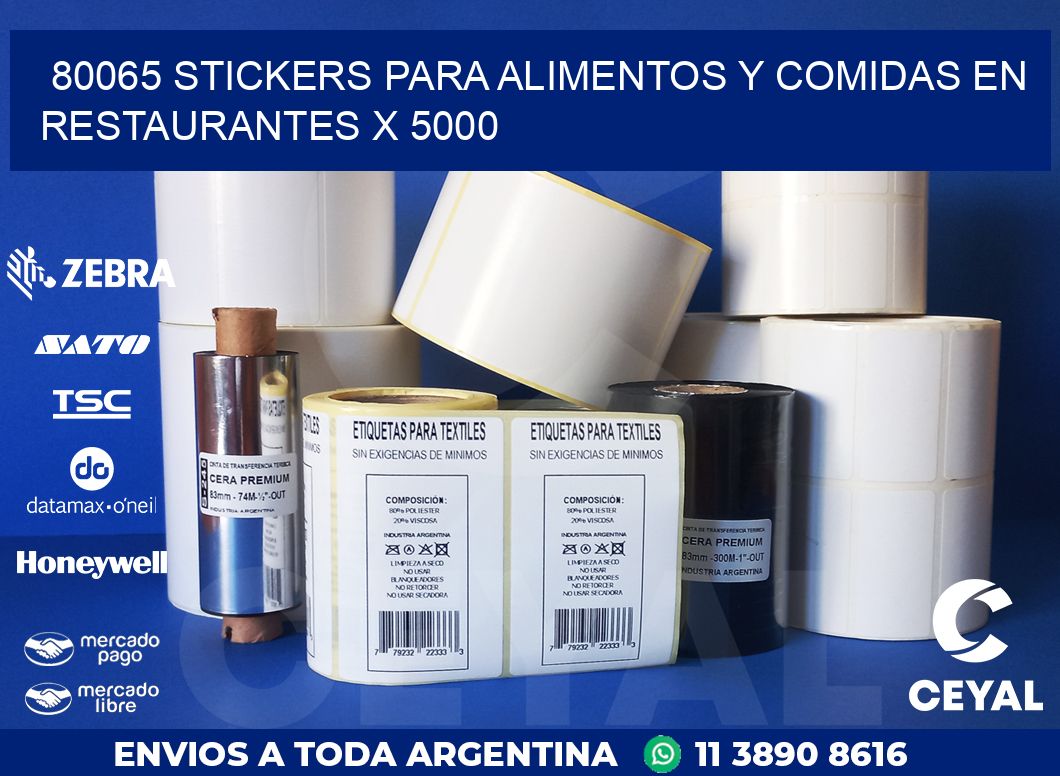 80065 STICKERS PARA ALIMENTOS Y COMIDAS EN RESTAURANTES X 5000
