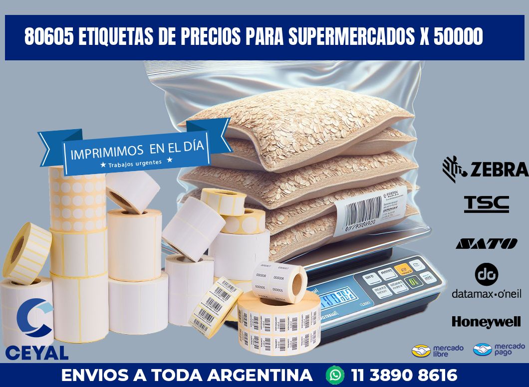 80605 ETIQUETAS DE PRECIOS PARA SUPERMERCADOS X 50000