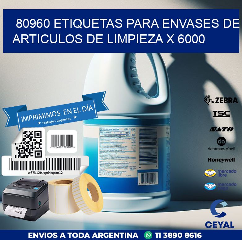 80960 ETIQUETAS PARA ENVASES DE ARTICULOS DE LIMPIEZA X 6000