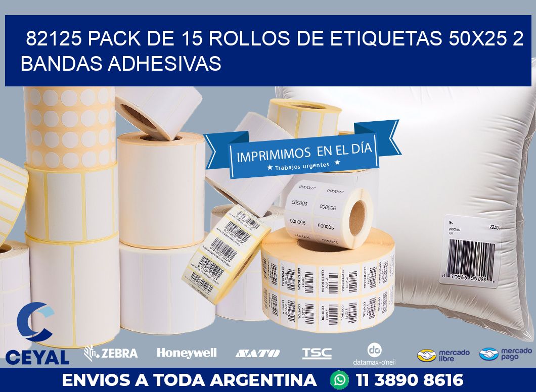82125 PACK DE 15 ROLLOS DE ETIQUETAS 50X25 2 BANDAS ADHESIVAS