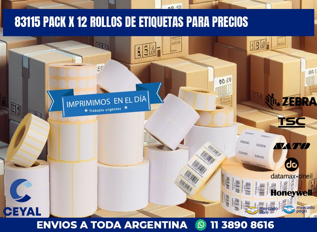 83115 PACK X 12 ROLLOS DE ETIQUETAS PARA PRECIOS