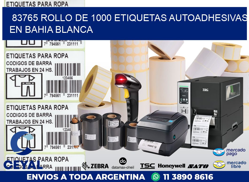83765 ROLLO DE 1000 ETIQUETAS AUTOADHESIVAS EN BAHIA BLANCA