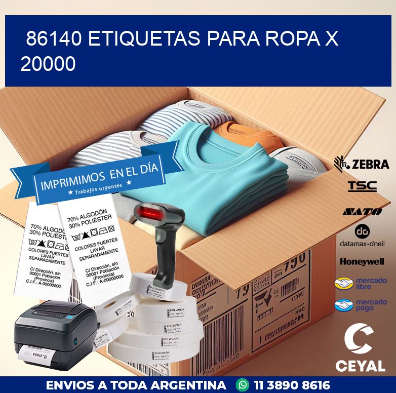 86140 ETIQUETAS PARA ROPA X 20000