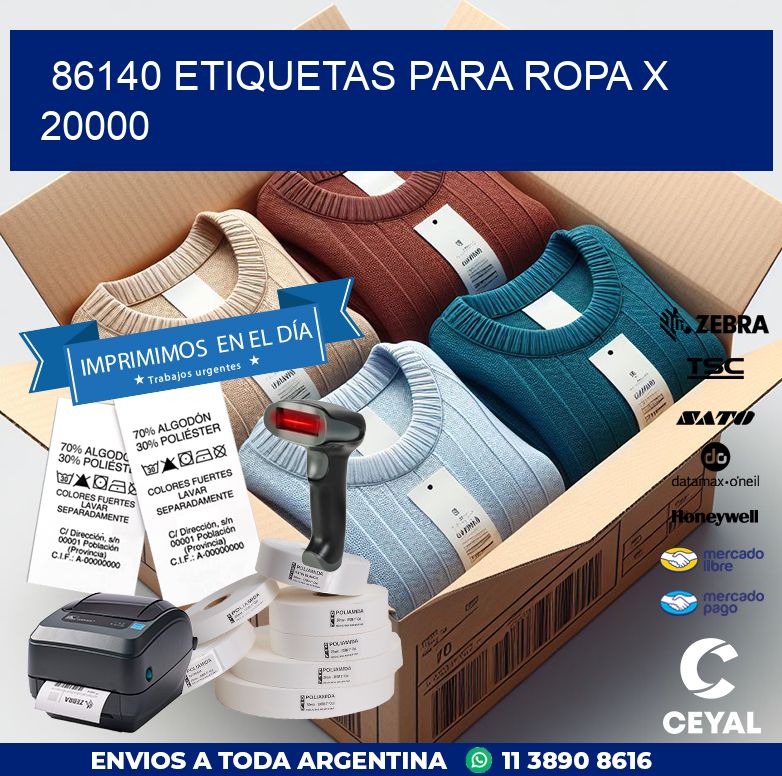 86140 ETIQUETAS PARA ROPA X 20000