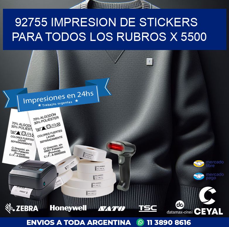 92755 IMPRESION DE STICKERS PARA TODOS LOS RUBROS X 5500