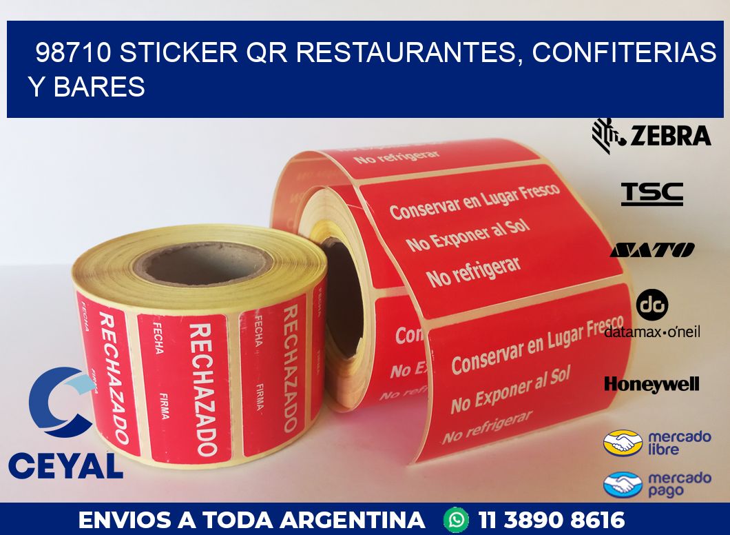 98710 STICKER QR RESTAURANTES, CONFITERIAS Y BARES
