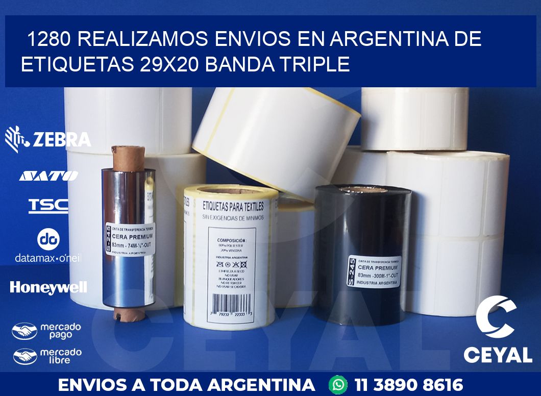 1280 REALIZAMOS ENVIOS EN ARGENTINA DE ETIQUETAS 29X20 BANDA TRIPLE