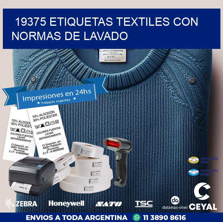 19375 ETIQUETAS TEXTILES CON NORMAS DE LAVADO