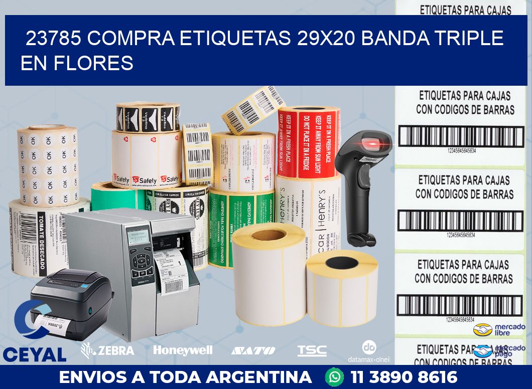 23785 COMPRA ETIQUETAS 29X20 BANDA TRIPLE EN FLORES