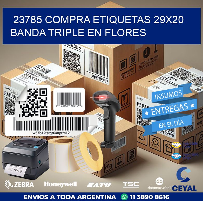 23785 COMPRA ETIQUETAS 29X20 BANDA TRIPLE EN FLORES