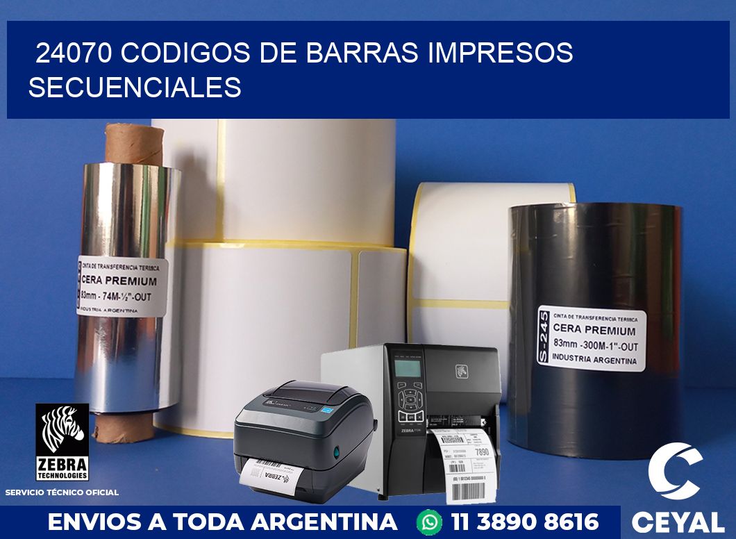 24070 codigos de barras impresos secuenciales