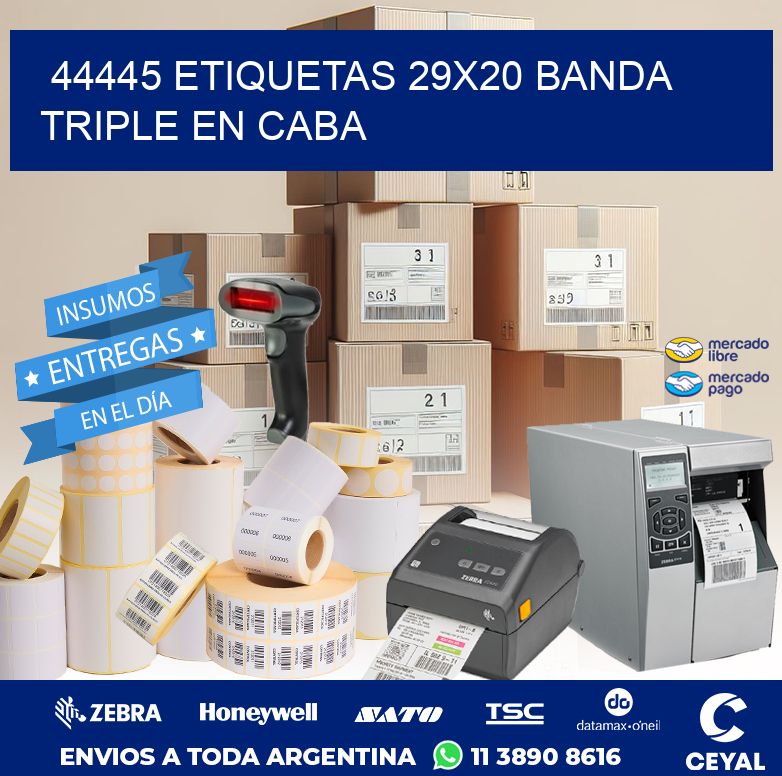 44445 ETIQUETAS 29X20 BANDA TRIPLE EN CABA
