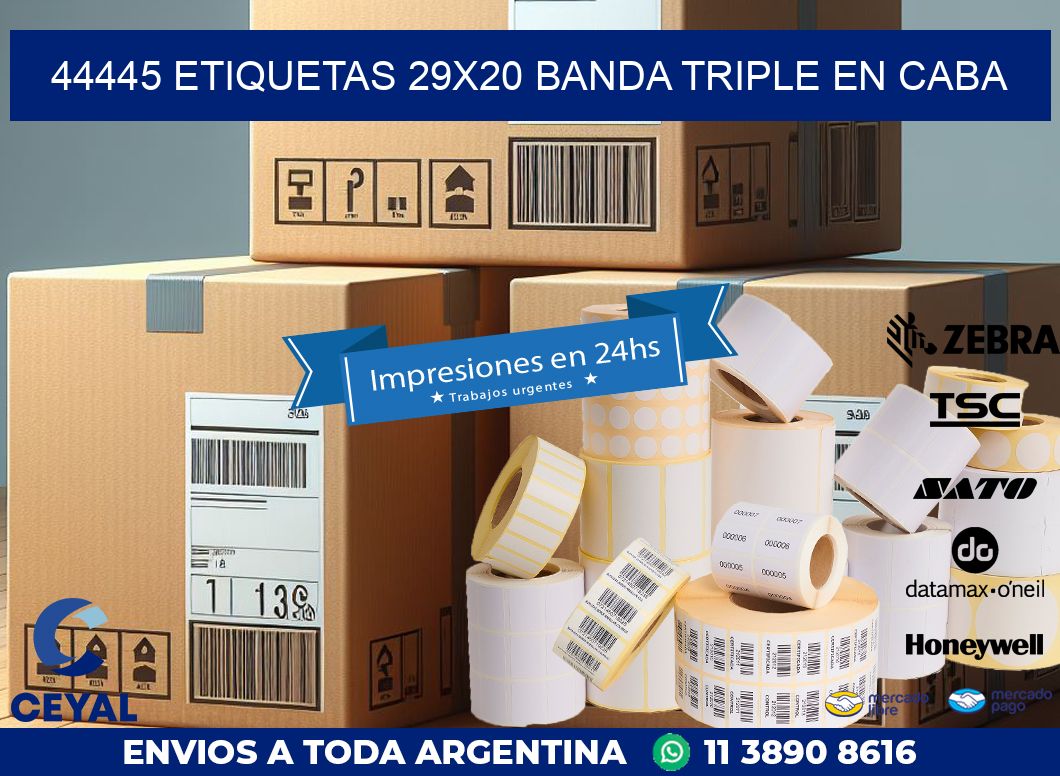44445 ETIQUETAS 29X20 BANDA TRIPLE EN CABA