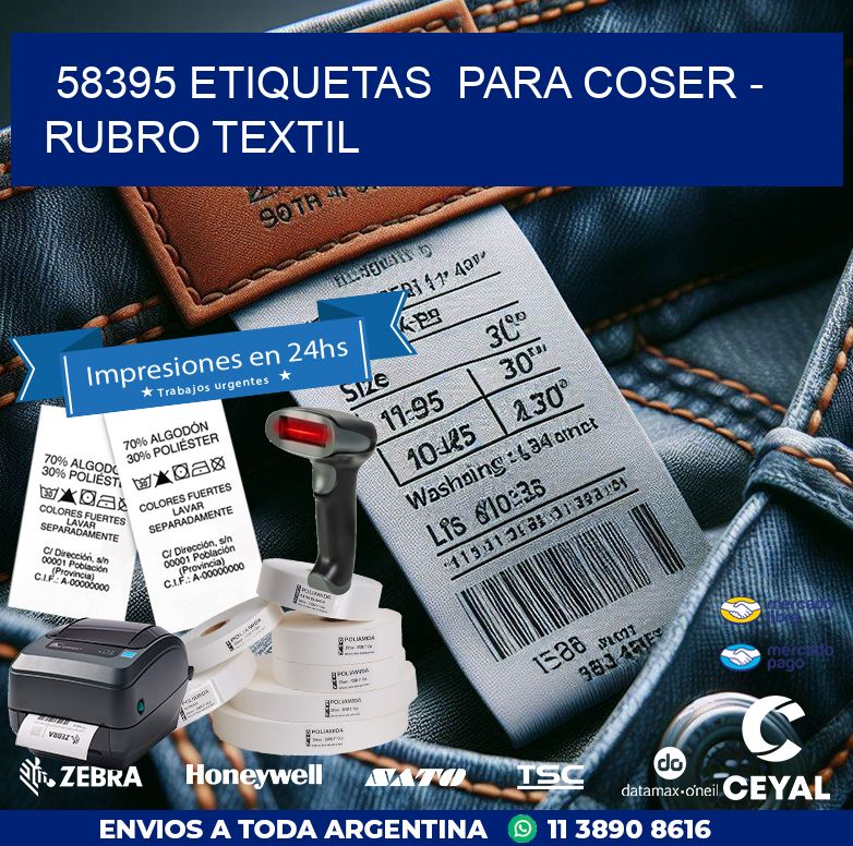 58395 ETIQUETAS  PARA COSER - RUBRO TEXTIL