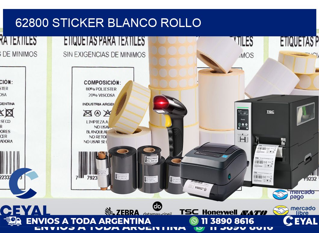 62800 sticker blanco rollo