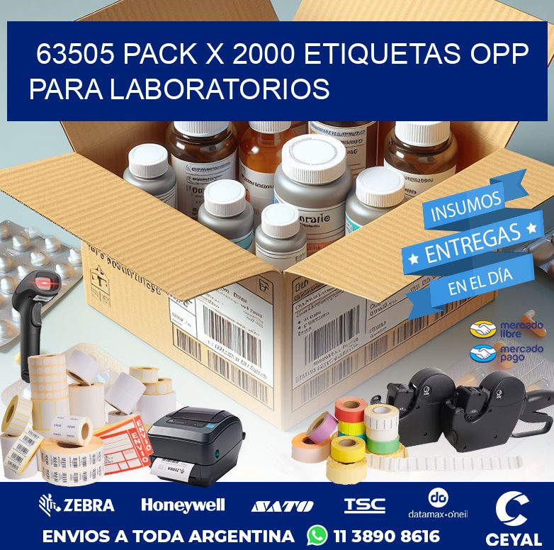 63505 PACK X 2000 ETIQUETAS OPP PARA LABORATORIOS