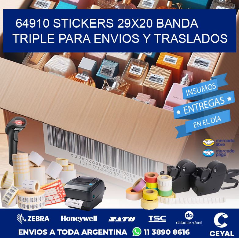 64910 STICKERS 29X20 BANDA TRIPLE PARA ENVIOS Y TRASLADOS