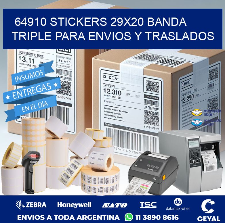 64910 STICKERS 29X20 BANDA TRIPLE PARA ENVIOS Y TRASLADOS