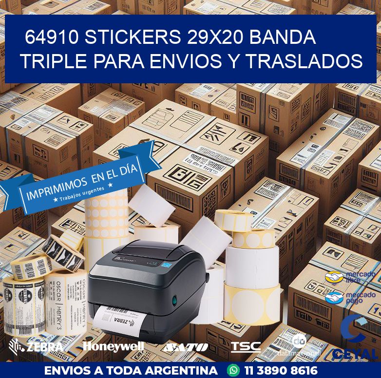 64910 STICKERS 29X20 BANDA TRIPLE PARA ENVIOS Y TRASLADOS