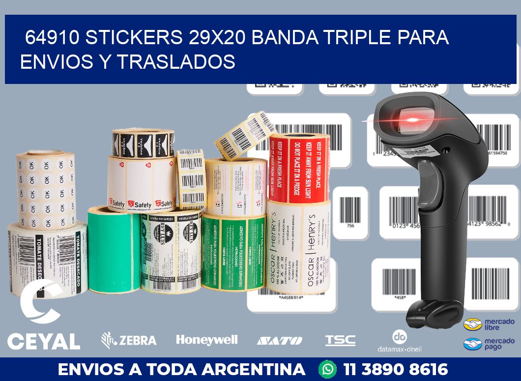 64910 STICKERS 29X20 BANDA TRIPLE PARA ENVIOS Y TRASLADOS