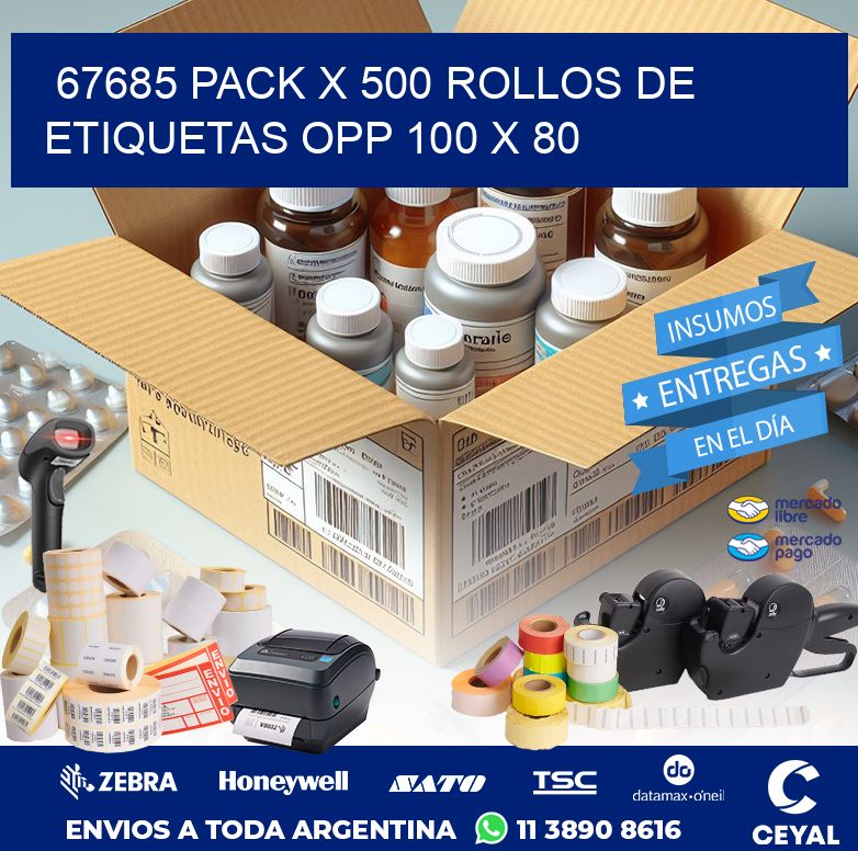 67685 PACK X 500 ROLLOS DE ETIQUETAS OPP 100 X 80
