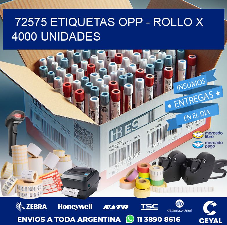 72575 ETIQUETAS OPP - ROLLO X 4000 UNIDADES