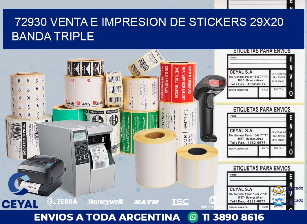 72930 VENTA E IMPRESION DE STICKERS 29X20 BANDA TRIPLE