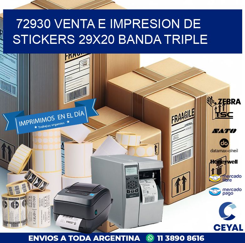 72930 VENTA E IMPRESION DE STICKERS 29X20 BANDA TRIPLE