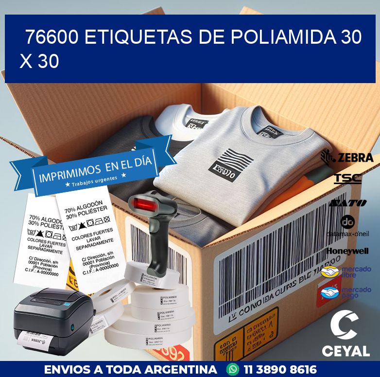 76600 ETIQUETAS DE POLIAMIDA 30 X 30