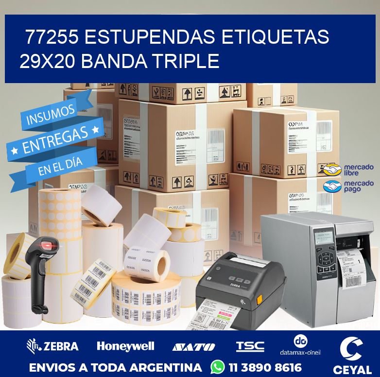 77255 ESTUPENDAS ETIQUETAS 29X20 BANDA TRIPLE