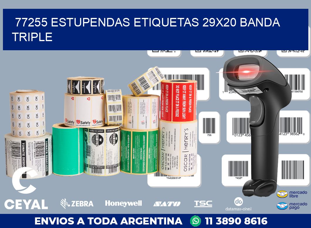 77255 ESTUPENDAS ETIQUETAS 29X20 BANDA TRIPLE