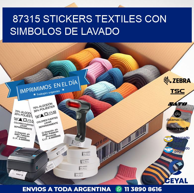 87315 STICKERS TEXTILES CON SIMBOLOS DE LAVADO