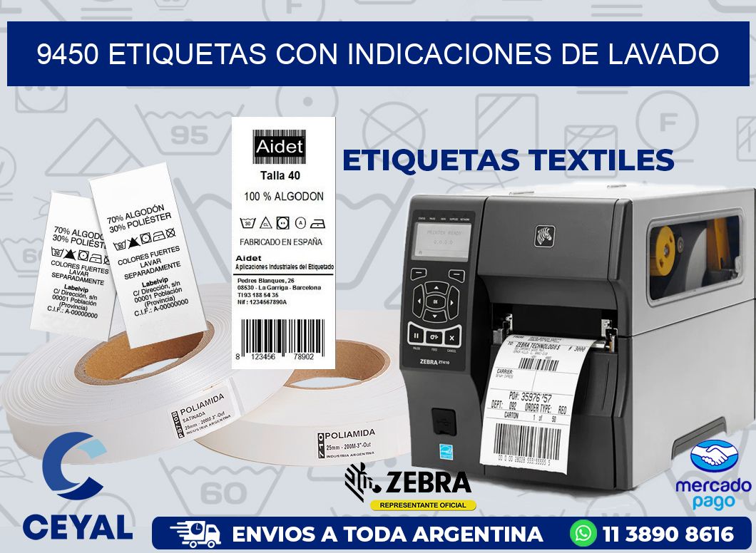 9450 ETIQUETAS CON INDICACIONES DE LAVADO