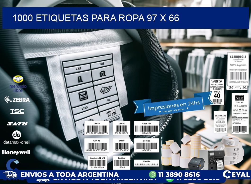 1000 ETIQUETAS PARA ROPA 97 x 66