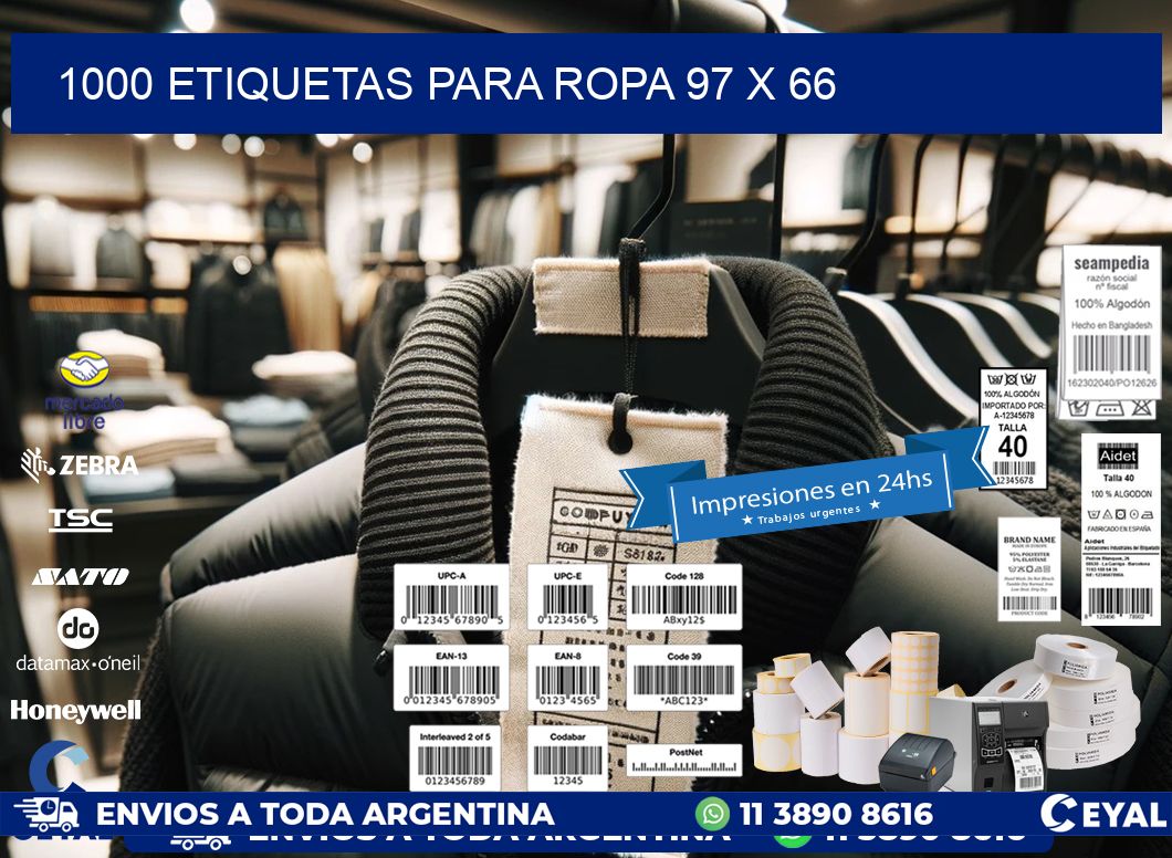 1000 ETIQUETAS PARA ROPA 97 x 66