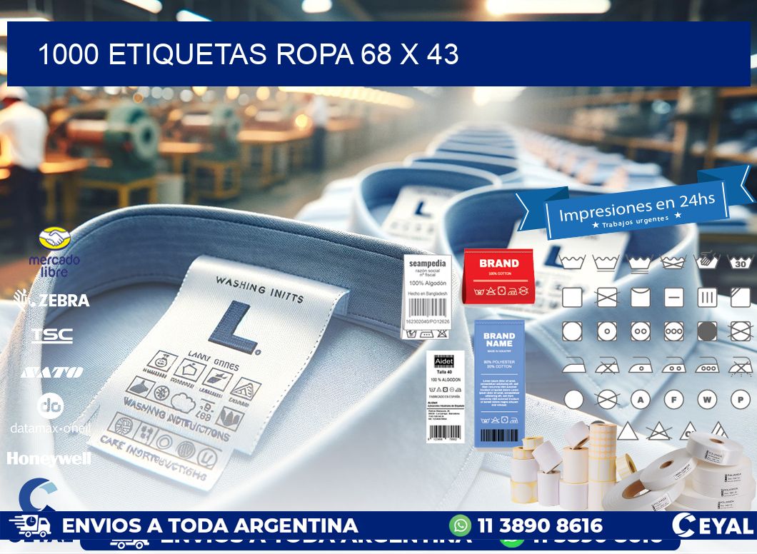 1000 ETIQUETAS ROPA 68 x 43