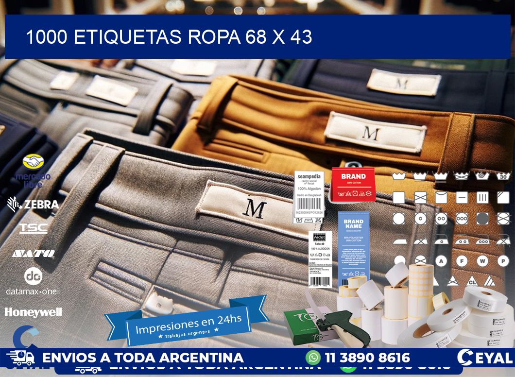 1000 ETIQUETAS ROPA 68 x 43