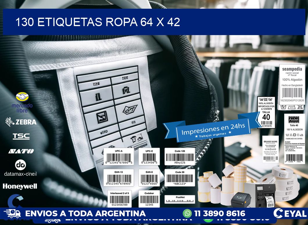 130 ETIQUETAS ROPA 64 x 42