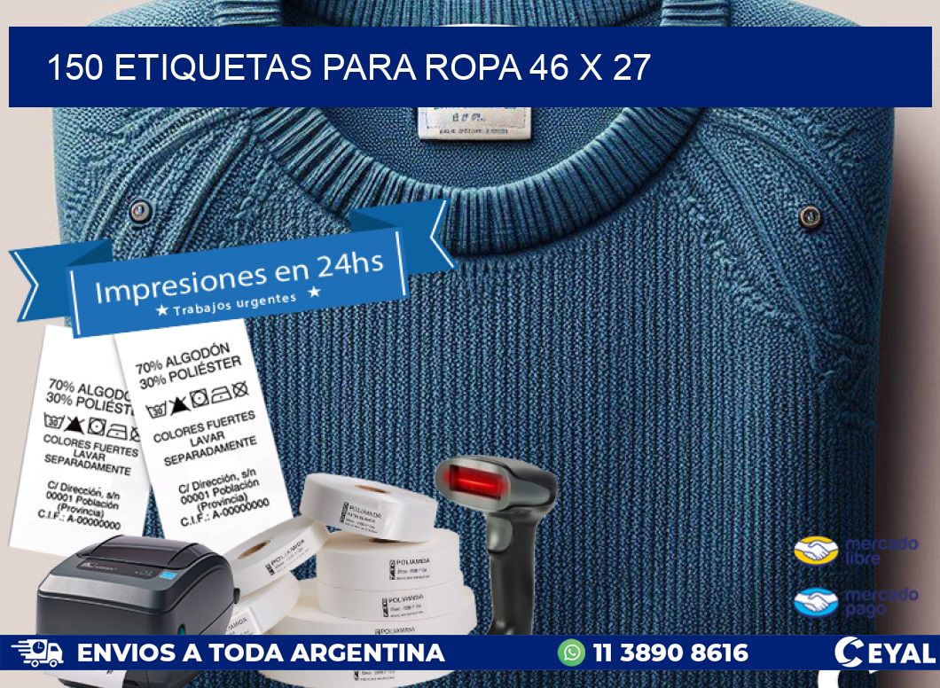 150 ETIQUETAS PARA ROPA 46 x 27