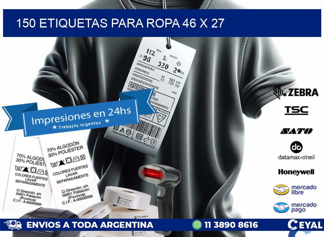 150 ETIQUETAS PARA ROPA 46 x 27
