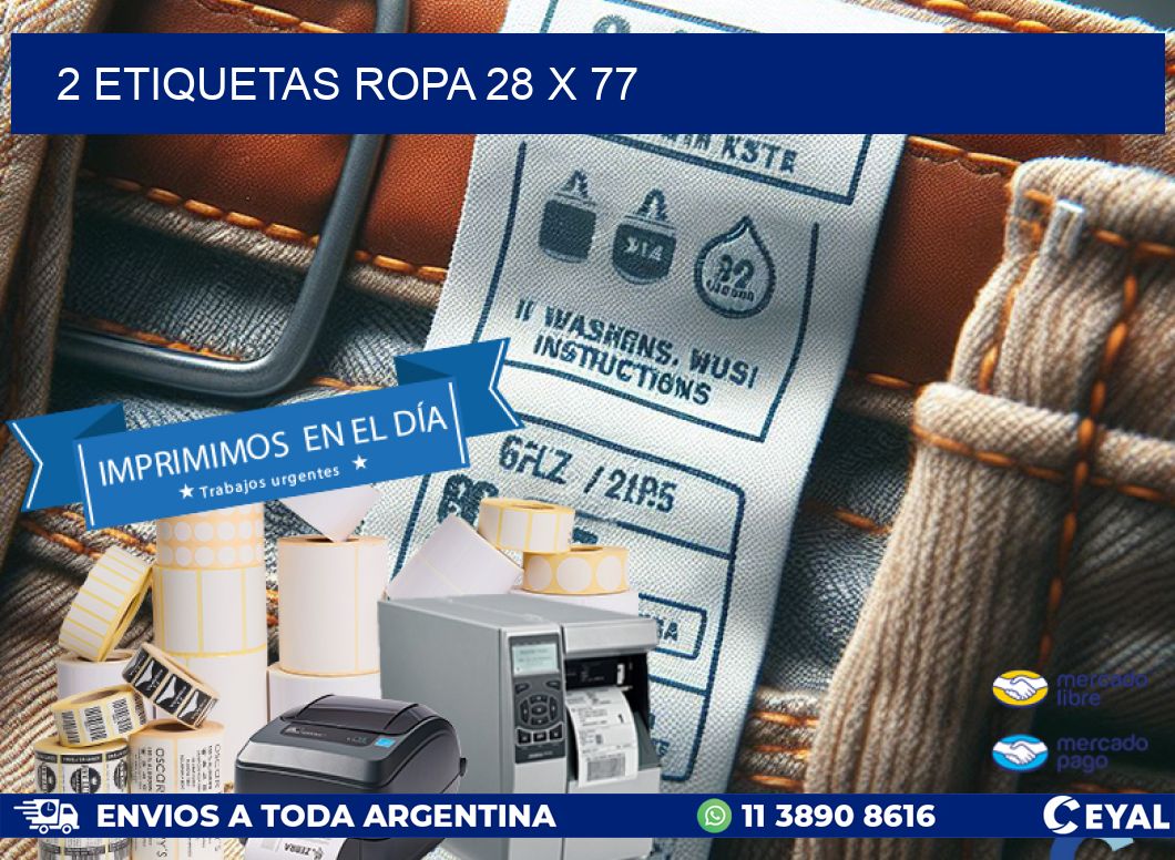 2 ETIQUETAS ROPA 28 x 77