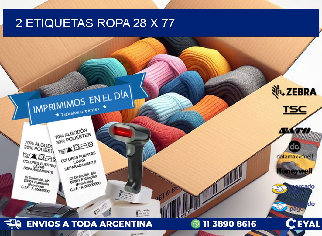 2 ETIQUETAS ROPA 28 x 77